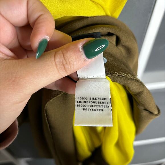 Diane von Furstenberg Leala Combo Silk Dress Yellow / Brown Size 8 - Picture 6 of 7